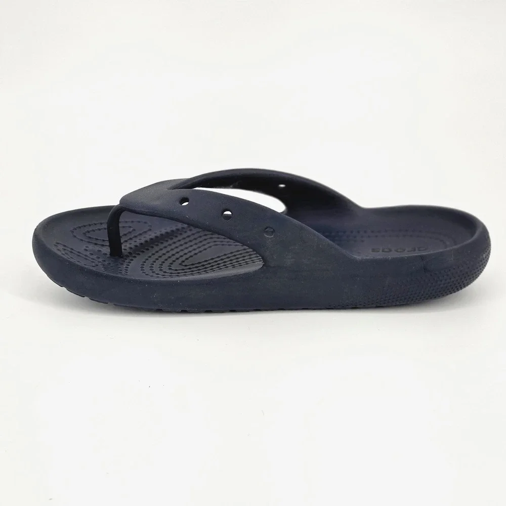 Crocs Kids Classic II Flip Flop Navy Blue Wide Toe Box Flat Thong Shoes Sz M4 W6
